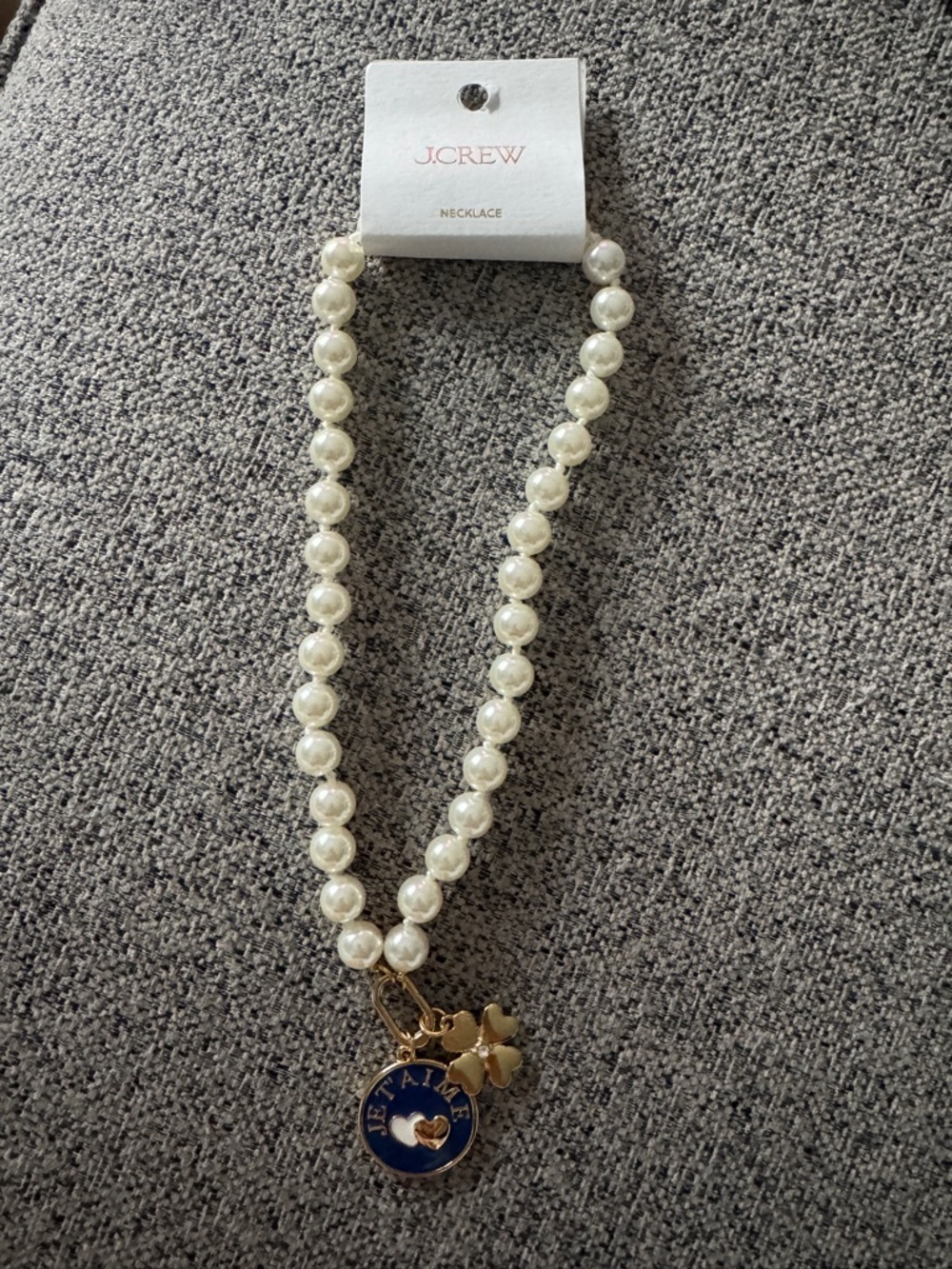 NWT J. Crew Factory “Je t'aime” pearl pendant necklace